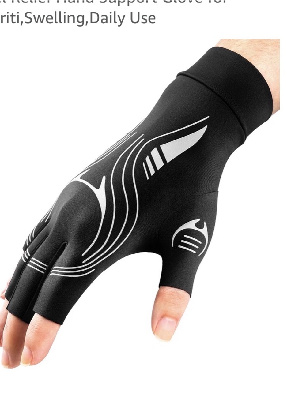 Compression Therapy Glove with Silicone Grip Prints - Black/White